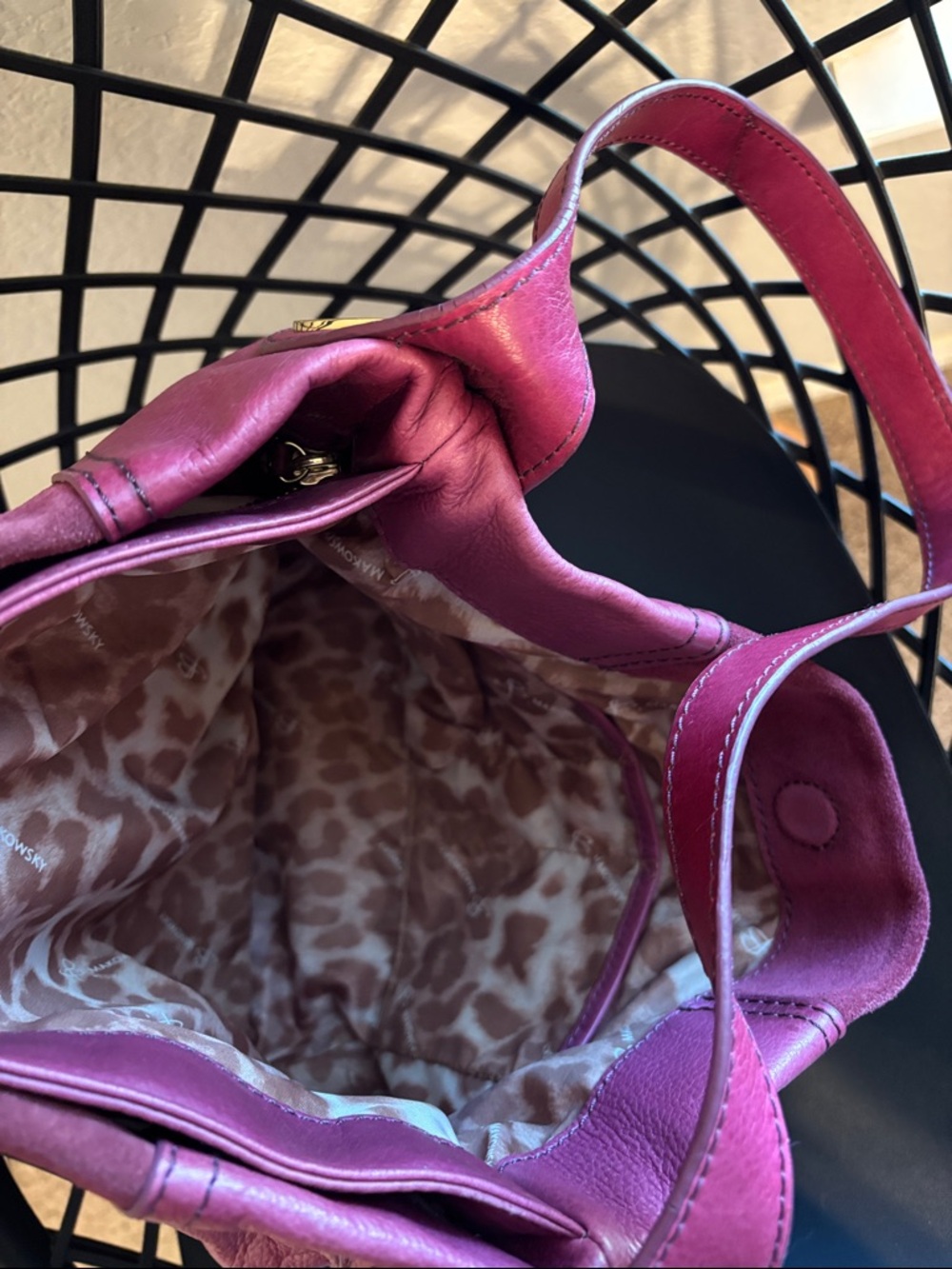 B. Makowsky Suede Leather Shoulder Bag in Fuchsia - Picture 6 of 11